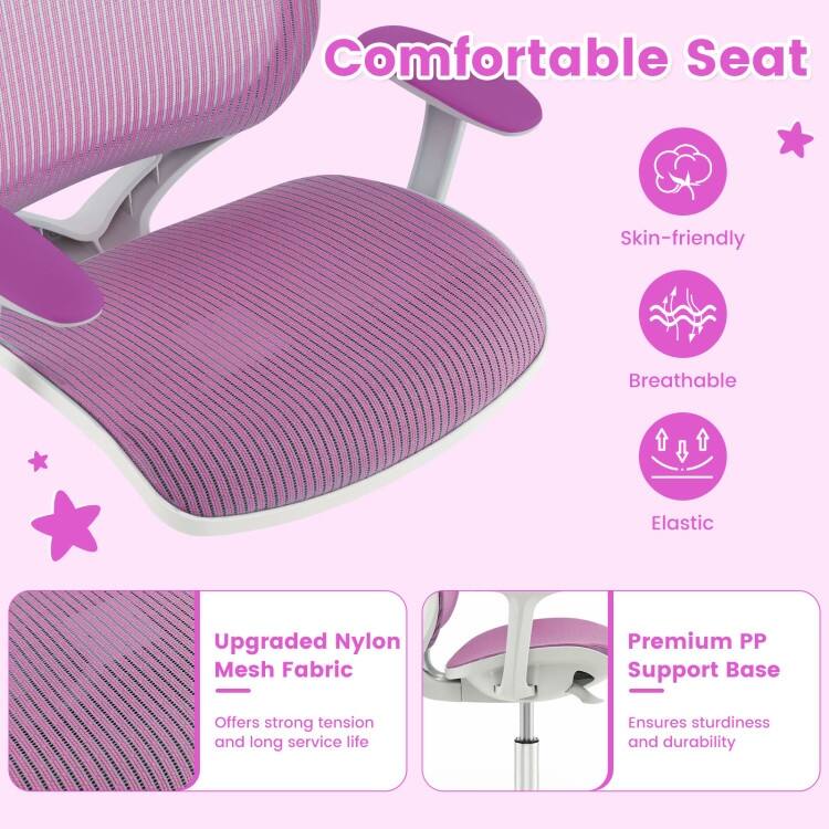 Swivel Mesh Children Computer Chair with Adjustable Height - 22.5" x 22.5" x 31.5"
