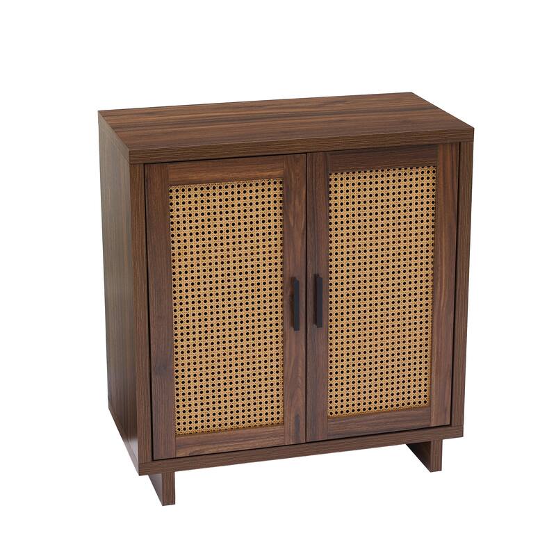 Farmhouse Woven Rattan Sideboard Accent Cabinet