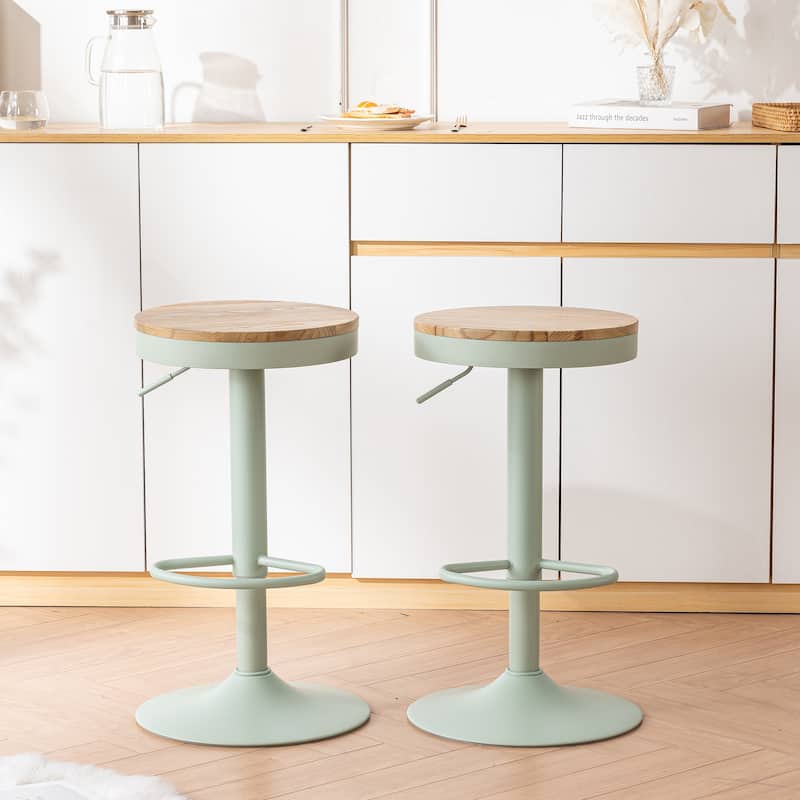 Adjustable Swivel Bar Chairs Backless Round Barstools Set of 2