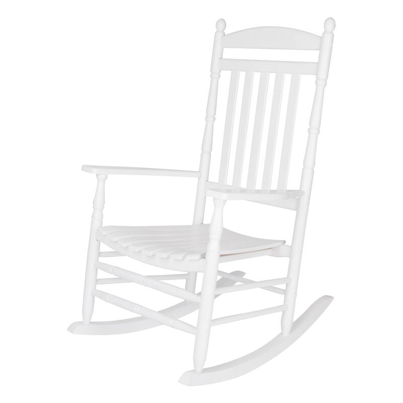 Rhode Island Genuine Hardwood Ergonomic Rocking Chair with Finials - White