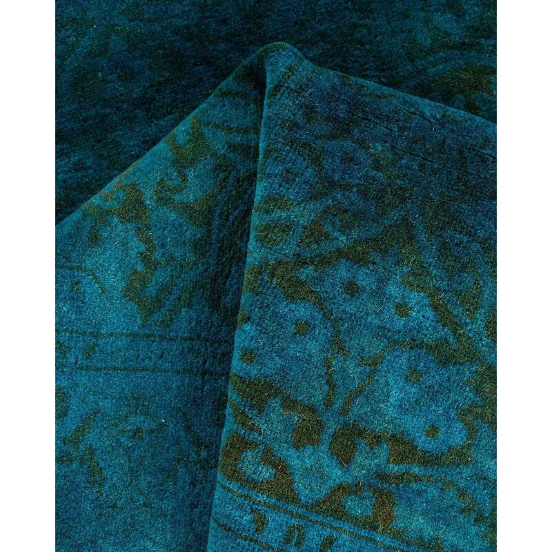 Fine Vibrance, One-of-a-Kind Hand-Knotted Runner Rug - Blue, 2' 8" x 4' 2" - 2' 8" x 4' 2"