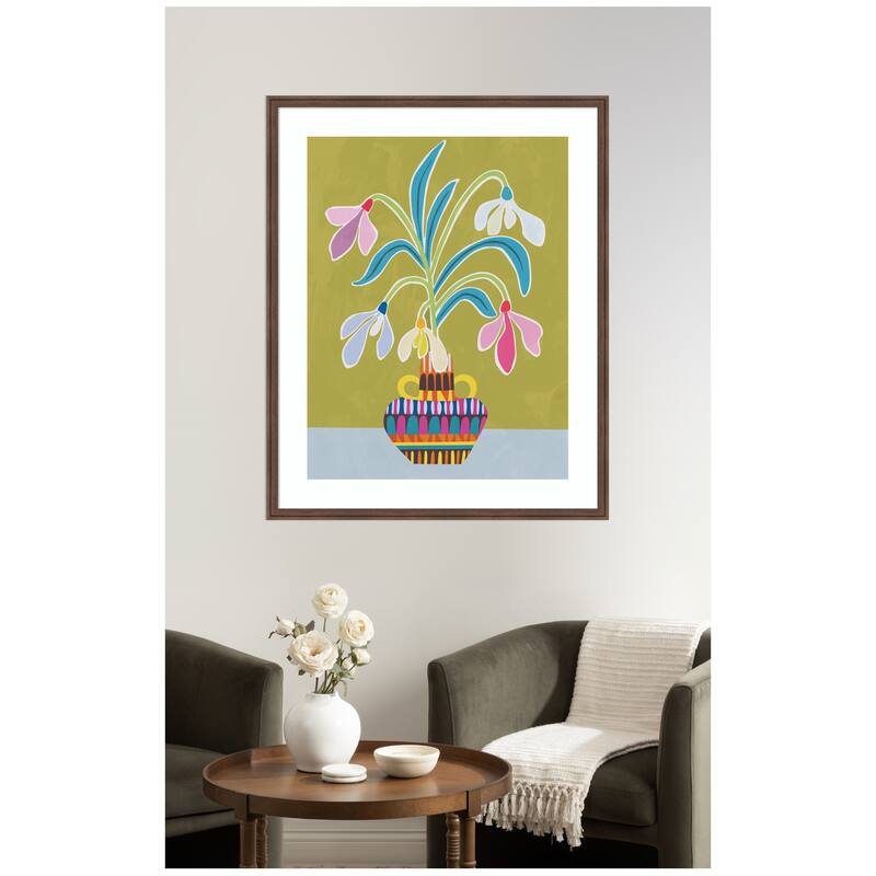 Kate and Laurel Framed Art Snowdrops the January Birth Flower by Rachel Lee