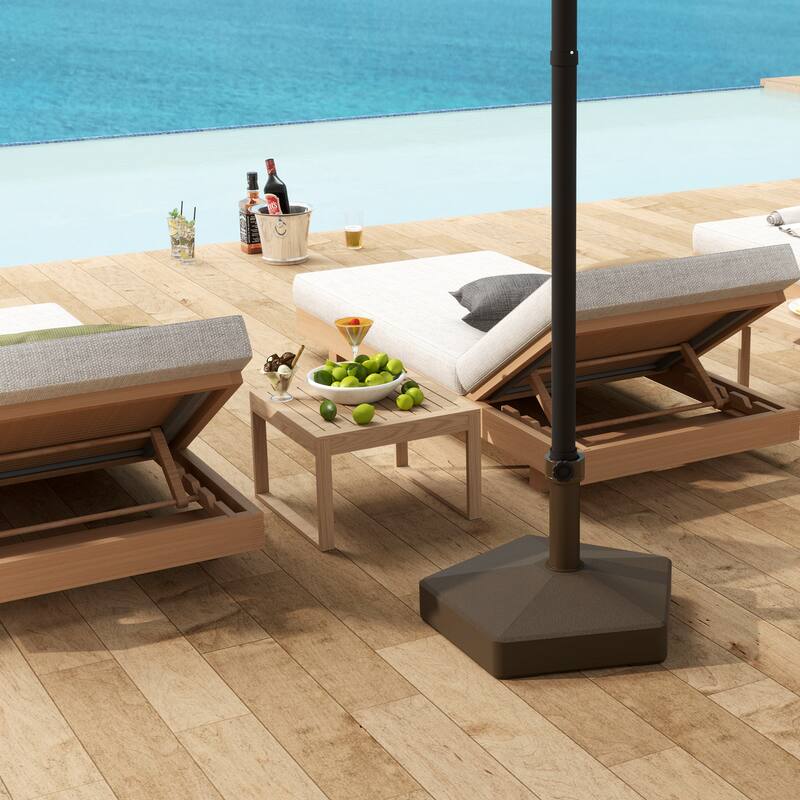 Outdoor Umbrella Base HDPE Patio Parasol Stand Fillable with Sand or Water - 22" L x 22" W x 14.2" H