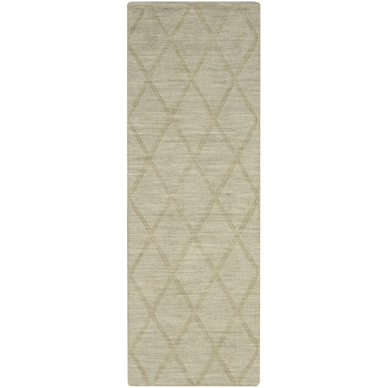 Nourison Wool Haven Indoor only Diamond Wool Area Rug - 2' x 6' - Sage - Runner