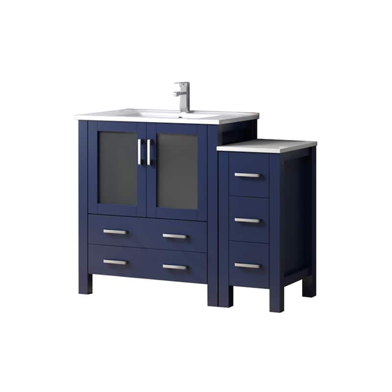 Volez Bath Vanity with Side Cabinet, Ceramic Top & Sink