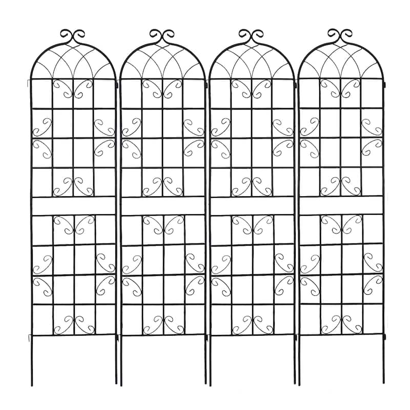 4 Pack Metal Garden Trellis for Climbing Plants Outdoor Rustproof Plant Support Rose Trellis Netting Trellis Black