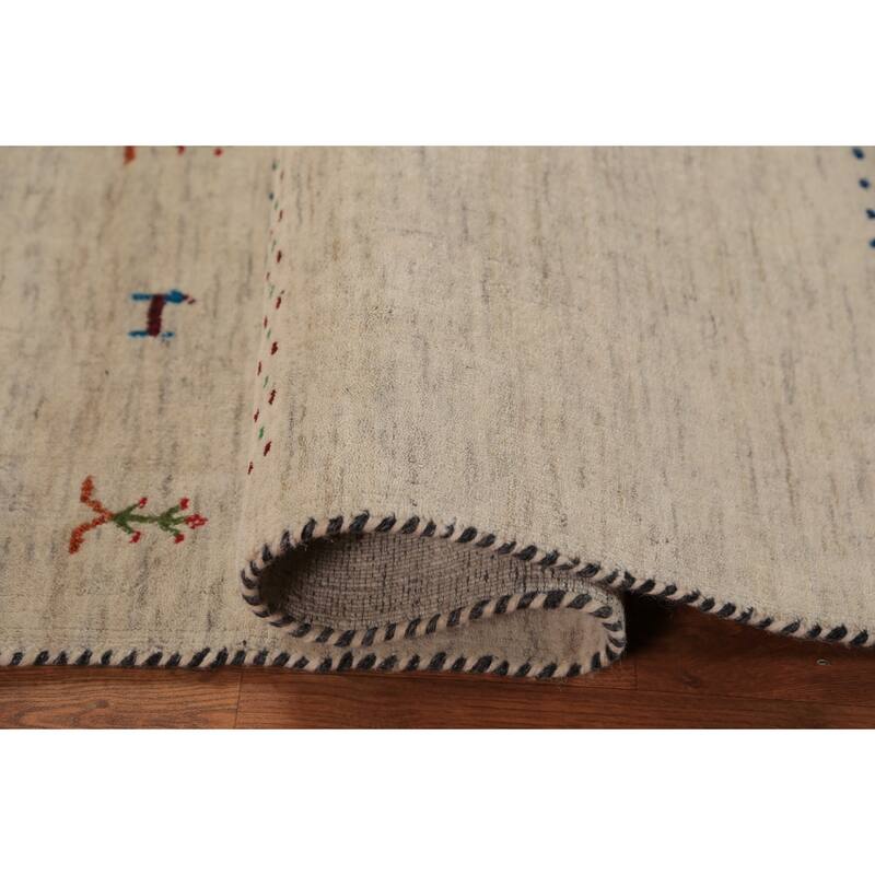 Tribal Gabbeh Oriental Foyer Rug Hand-Knotted Wool Carpet - 3'3"x 4'11"