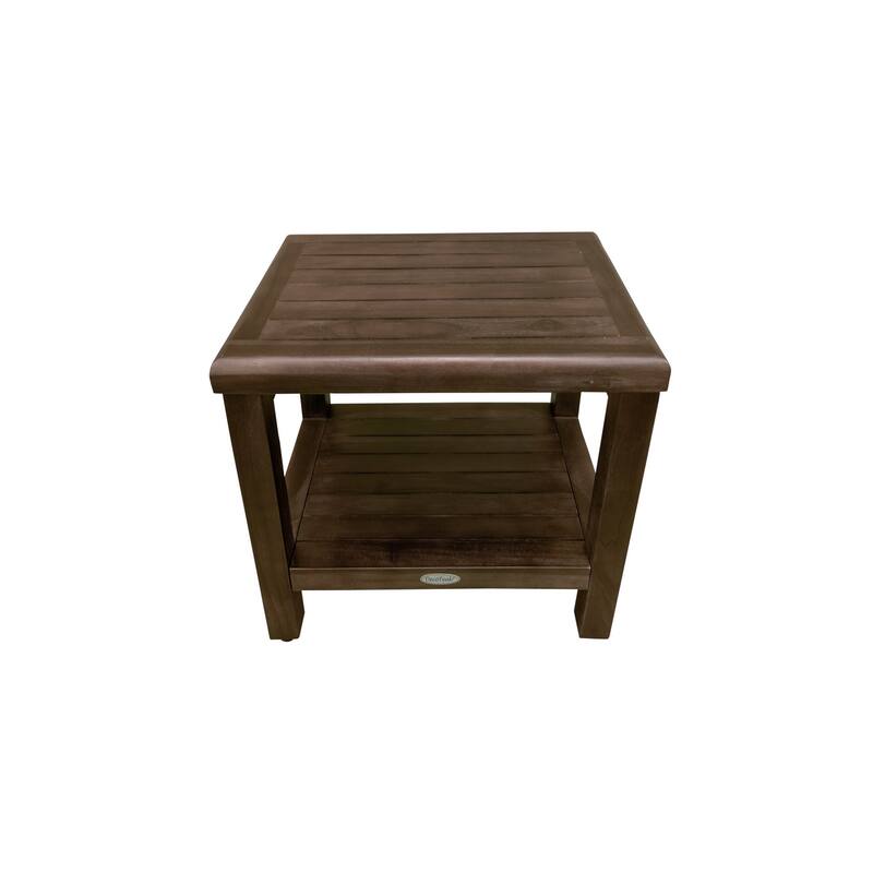 DecoTeak Eleganto 18' Solid Teak Shower Bench With Shelf - WoodLand Brown Finish