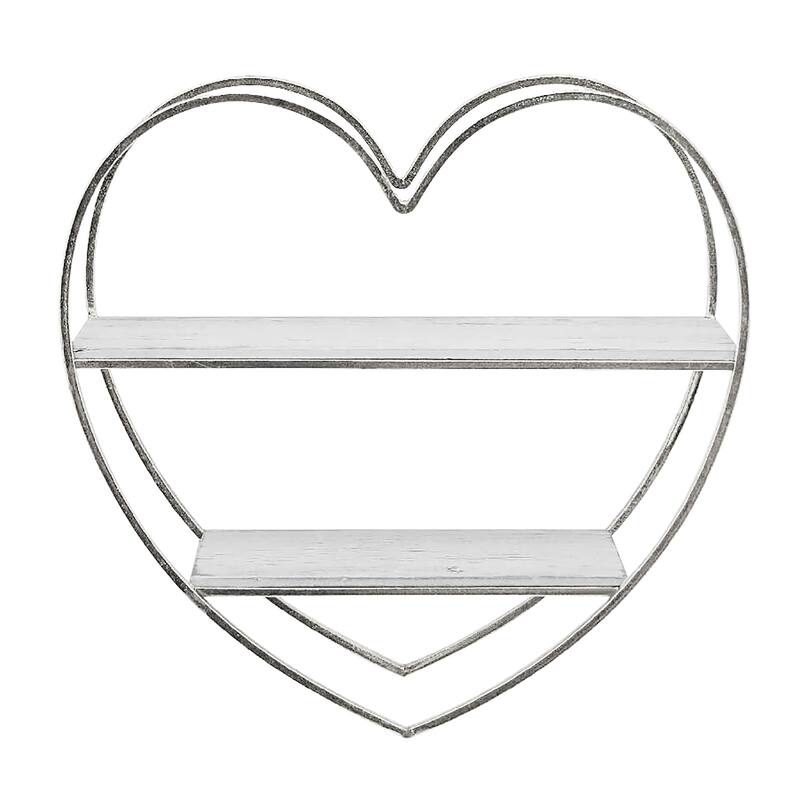 Sagebrook Home Two-tier Heart Shaped Metal Wall Shelf