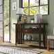 preview thumbnail 2 of 5, Genoas Traditional Walnut 44-inch Glasstop 1-Drawer Console Table by Furniture of America