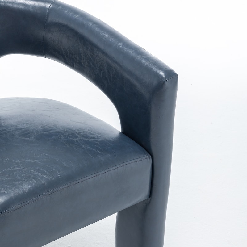 SEYNAR Modern Glam PU Leather Upholstered Dining Chair, Open-Back Accent Chair