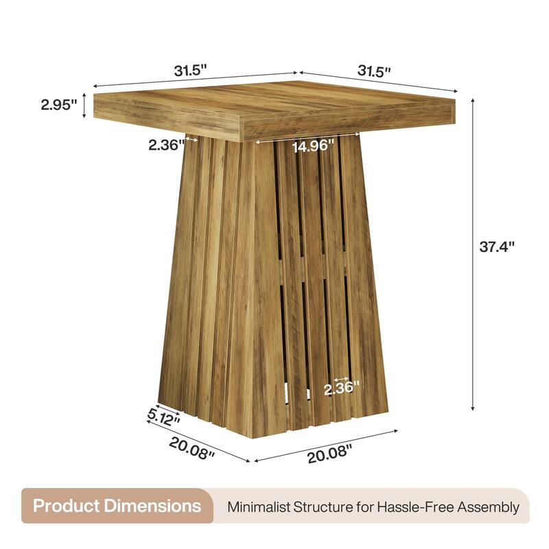 37.8 Inches Square Bar Table, Bar Height Pub Table for Kitchen, Living Room - 31.5" L x 31.5" W x 37.8" H