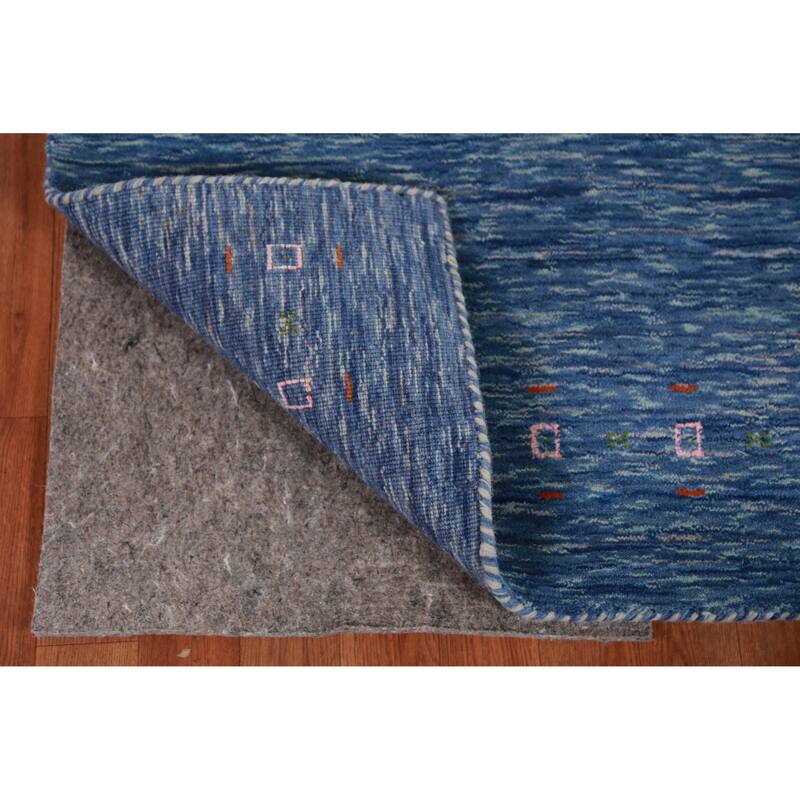 Hand Knotted Oriental 100% Wool Carpet Tribal Tribal Navy Blue & Blues Gabbeh Runner Rug - 9' 9'' X 2' 7''