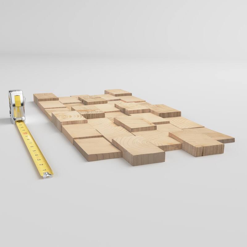 23 3/4"W x 11 7/8"H x 1/2"P Terra Wood Mosaic Wall Tile, Pine - 23 3/4"W x 11 7/8"H x 1/2"P