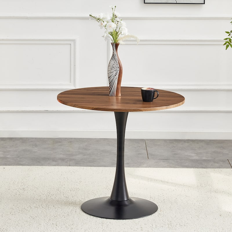 Round Dining Table, 31.5" Circle Tulip Table with Thickened Tabletop & Metal Pedestal, Mid Century Modern Bistro Table