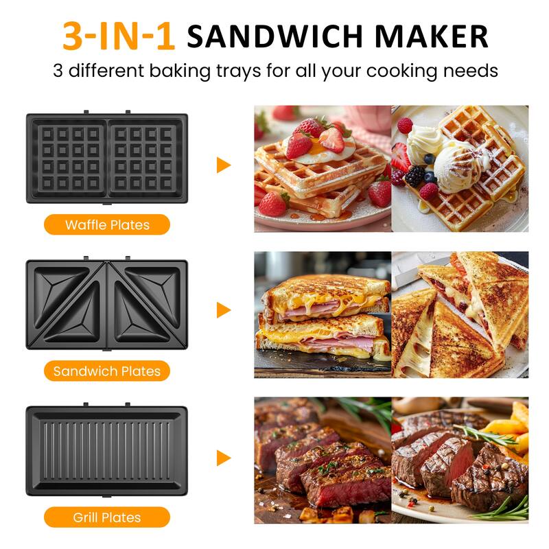 850W 3 in 1 Sandwich Maker