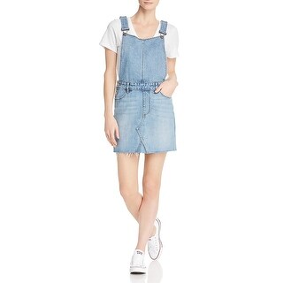 distressed denim overall dress