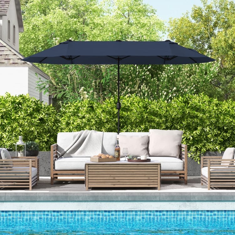 13FT Twin Table Patio Umbrella Double Sided with Crank for Outdoor Shade