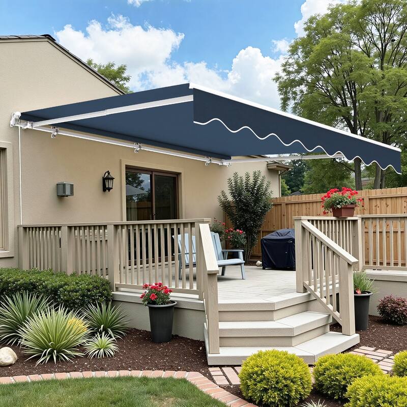 MCombo13x8Feet Manual Retractable Patio Door Window Awning Sunshade Shelter Outdoor Canopy