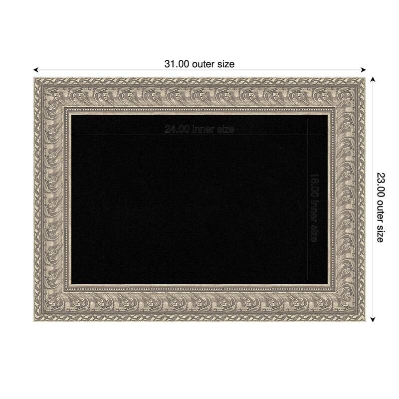Sydney Silver Framed Cork Board - Bulletin Board, Organization Board, Pin Board - Black - 31 x 23 in