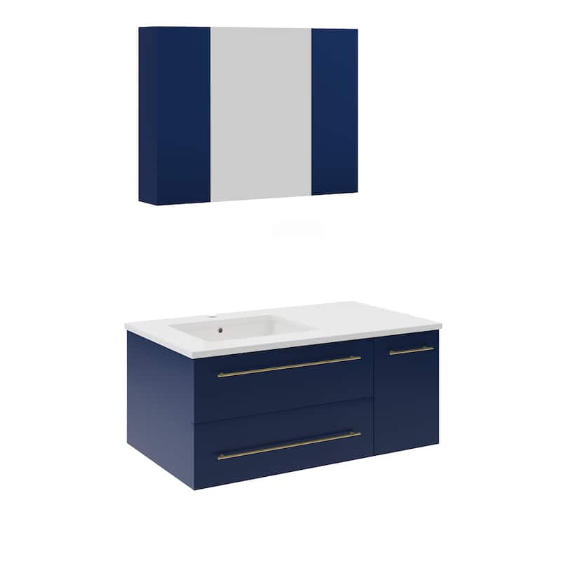 Fresca Lucera 36" Wall Mounted Single Basin Vanity Set with Cabinet,