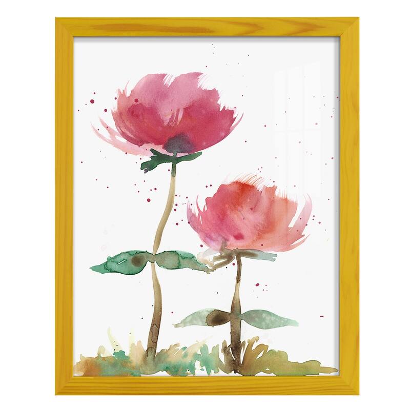 Pink Fleurs I -Framed Print w/glass-Cherry Red