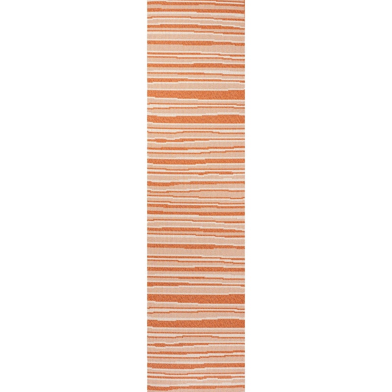 JONATHAN Y Chevron Wavy Stripe Modern Indoor/Outdoor Area Rug - 2 X 8 - Orange/Cream