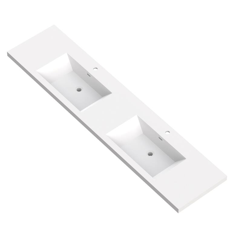 84" in. W x 26" in. D Integrated Resin Bathroom Rectangular Dual Sink Vanity Top One-Piece Design