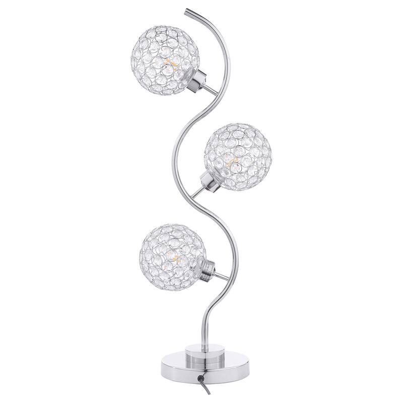 Amberley 33-Inch 3-Light Curvy Metal Table Lamp Silver