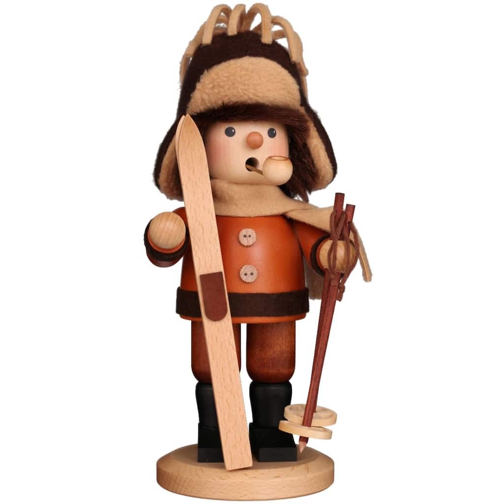 10.25" Beige Brown Black Wood Smoker Skier Christian Ulbricht Ornament
