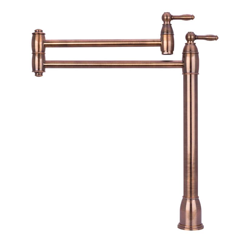 Copper Deck-Mounted Pot Filler Faucet - Antique Copper