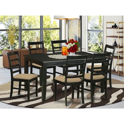 Modern 7-Piece Dinette Set - Kitchen Table & 6 Chairs - Rectangular Dining Room Set - Black Finish