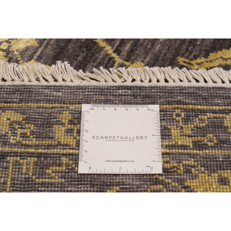 ECARPETGALLERY Hand-knotted Heritage Dark Grey Silk, Wool Rug - 6' x 9' 2"