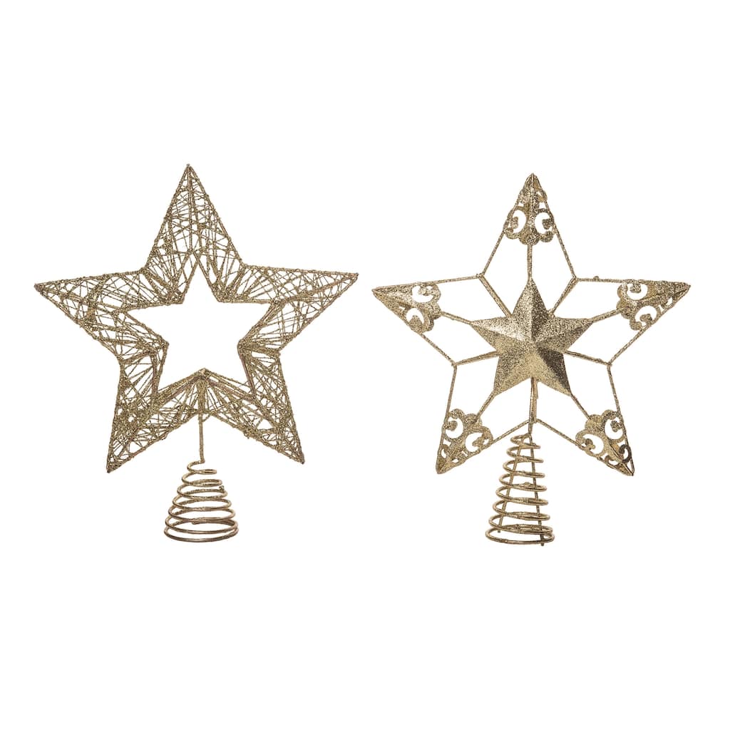 Transpac Metal Gold Glitz Tree Topper Set of 2 Christmas Home Decorations