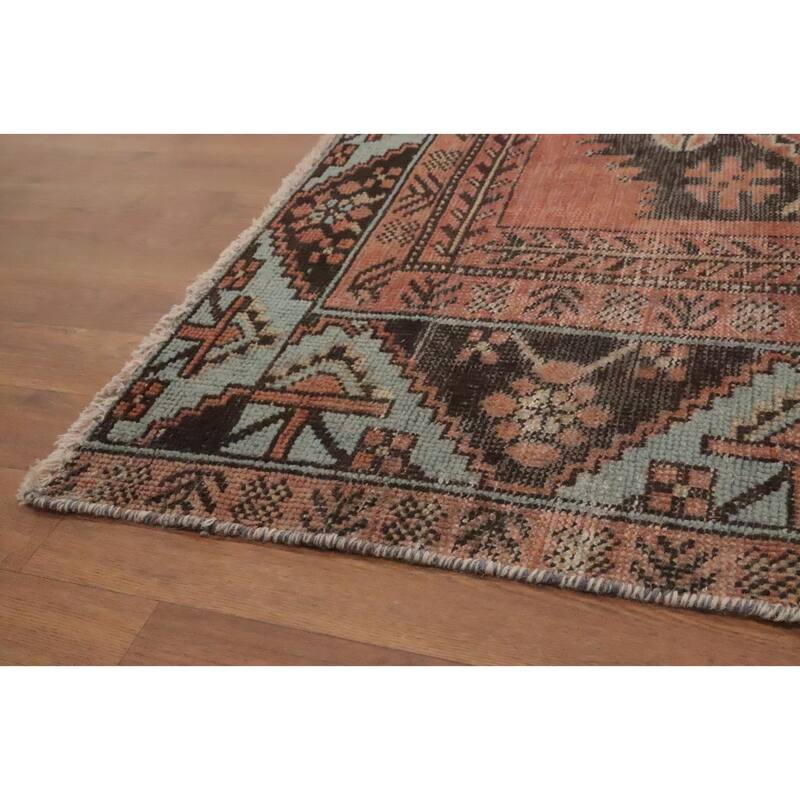 Hand Knotted Oriental 100% Wool Carpet Traditional Geometric Oranges & Rust Hamedan Area Rug - 6' 5'' X 4' 2''