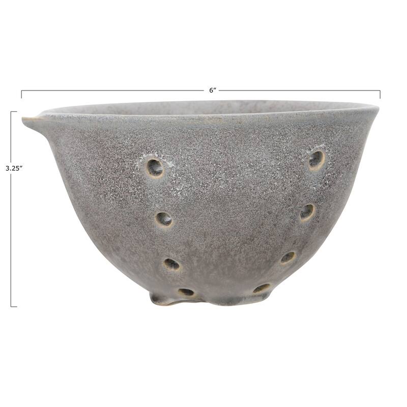 Round Stoneware Berry Bowls with Spouts & Reactive Glaze Finishes (Set of 2 Colors)