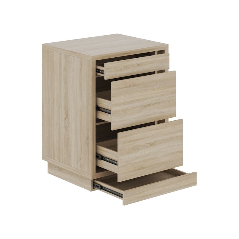 Smart NFC-Locked Nightstand, Entryway Storage Cabinet with Hidden Drawer,Wood-Grain