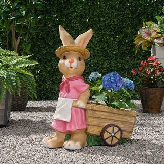 Patio Pink Rabbit Planter Bunny Garden Sculpture Flower Pot