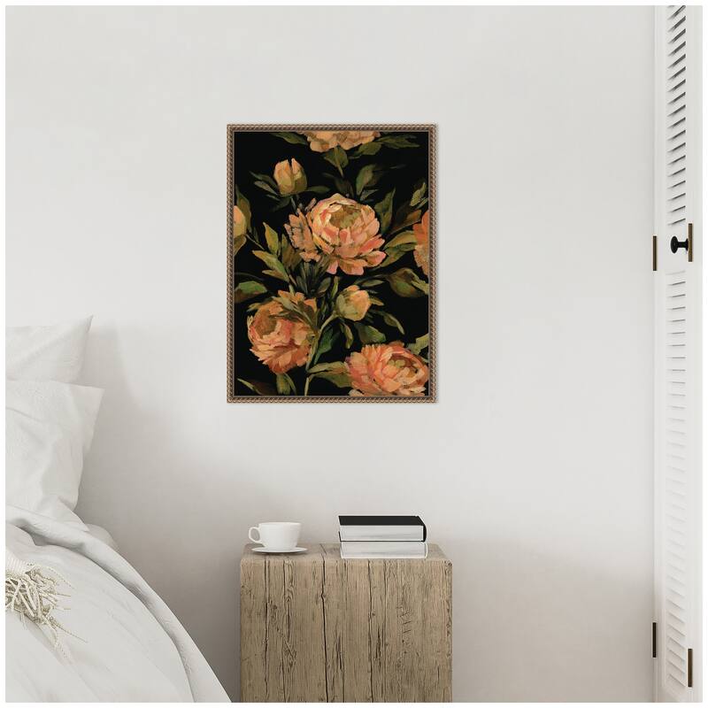 Kate and Laurel Sylvie Moody Floral 3 Framed Canvas by Annie Quigley