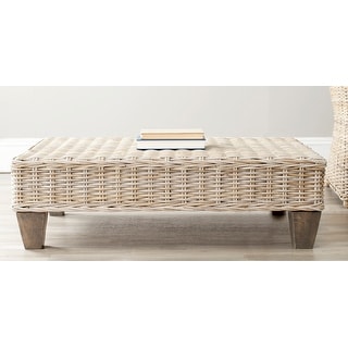 safavieh leary natural wicker bench