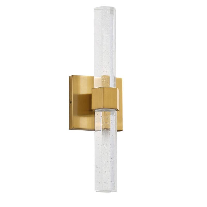 Modern LED Light Brass Crystal Wall Sconce for Hallway or Bathroom Vanity