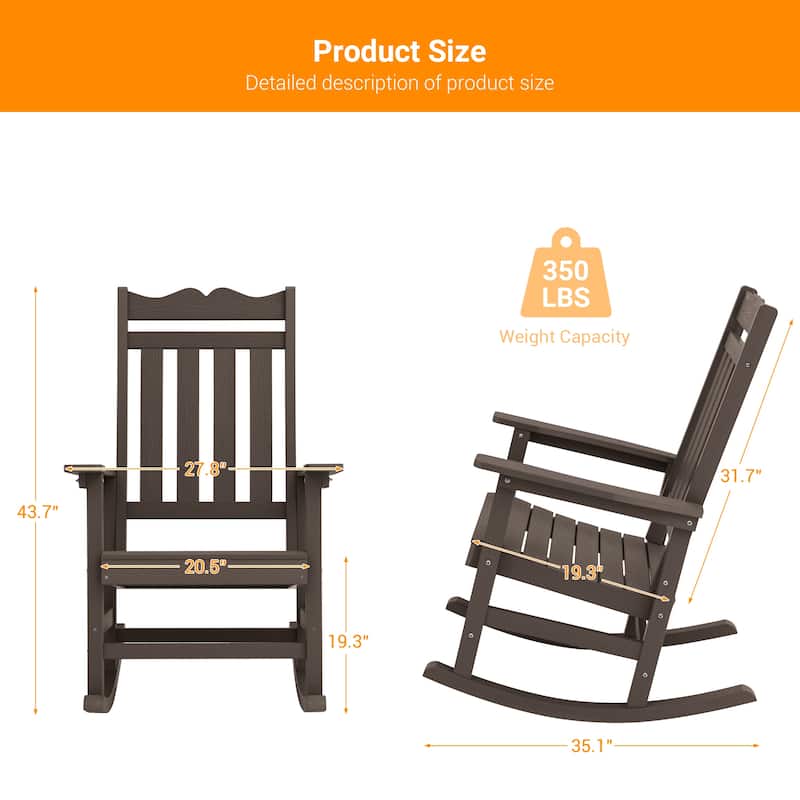 BONOSUKI Outdoor Adirondack Rocking Chair,Fire Pit Chair-Set of 2