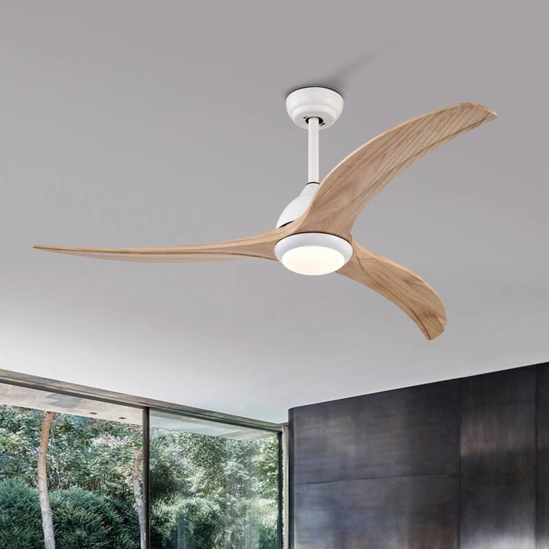 Oaks Aura 52-inch Modern Industrial Ceiling Fan With Light, 6-Speed Reversible Farmhouse Wood Ceiling Fan Light With Remote