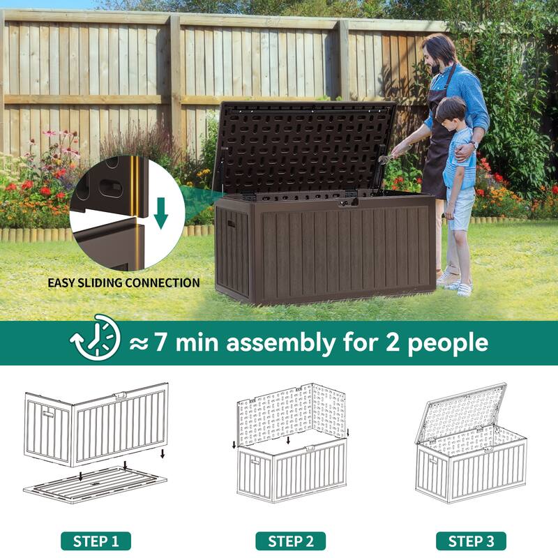 90 Gallons Water Resistant Resin Lockable Deck Box