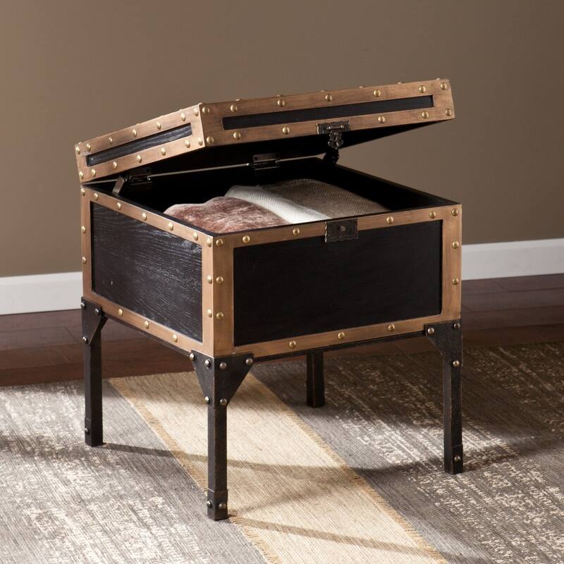 23" Black Manufactured Wood And Iron Square End Table - 20.75x20.75x22.75