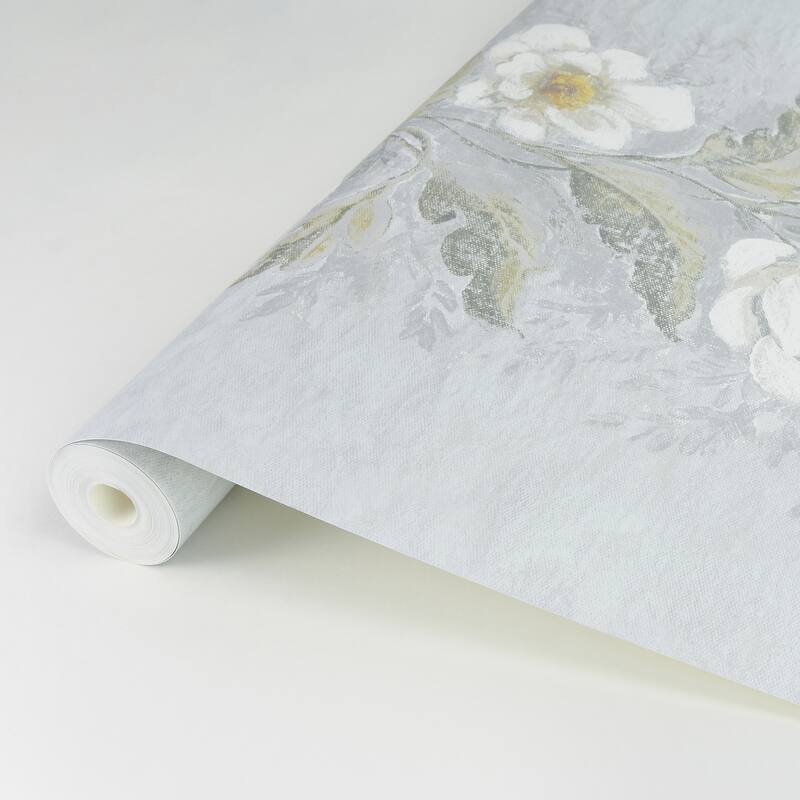 Zio and Sons Dutch Garland Pale Blue Gardenia Stripe Wallpaper