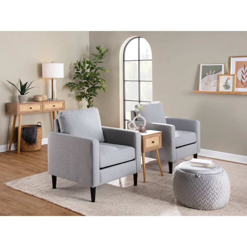 Carson Carrington Astrid Pouf with Natural Wood Tray Top