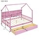 preview thumbnail 23 of 37, Modern Wooden House Bed Frame, Storage Shelves & Roof