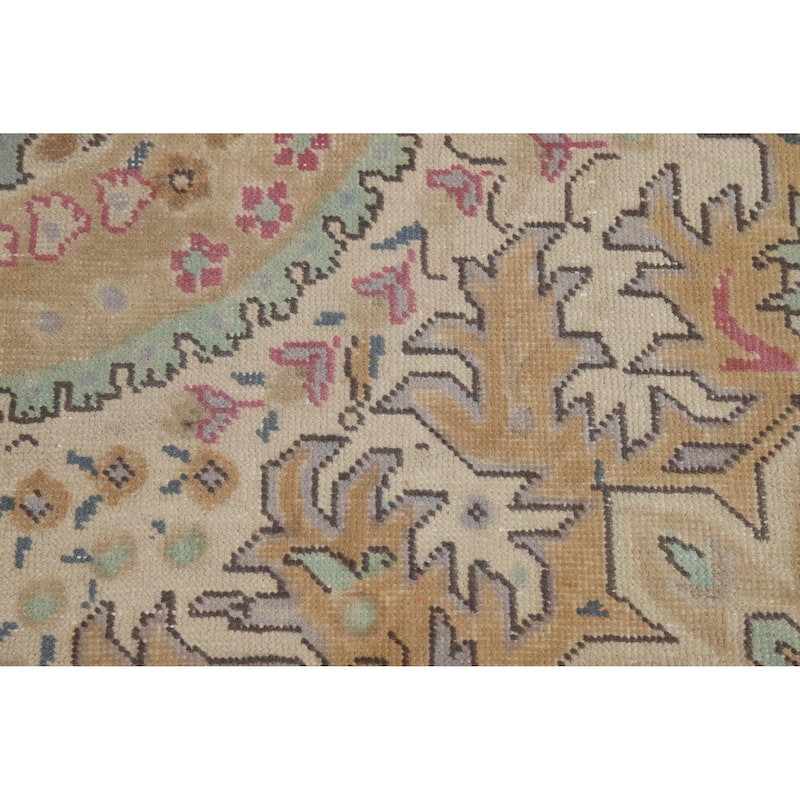 Blue / Medallion Tabriz Persian Vintage Rug Handmade Wool Carpet - 7'11" x 11'1"