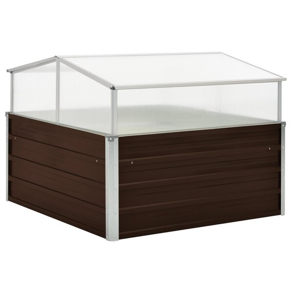 vidaXL Greenhouse Brown 39.4"x39.4"x33.5" Galvanized Steel - Clear
